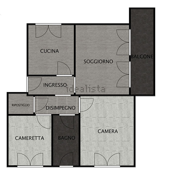 planimetria trilocale Sordio